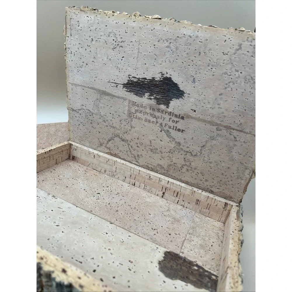 Vtg Hand Made Virgin Cork Writing Specialty Stationery Set, Sardinia, Box w/ Lid